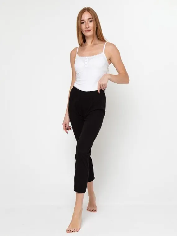 Брюки домашние женские, цвет чёрный, размер 48