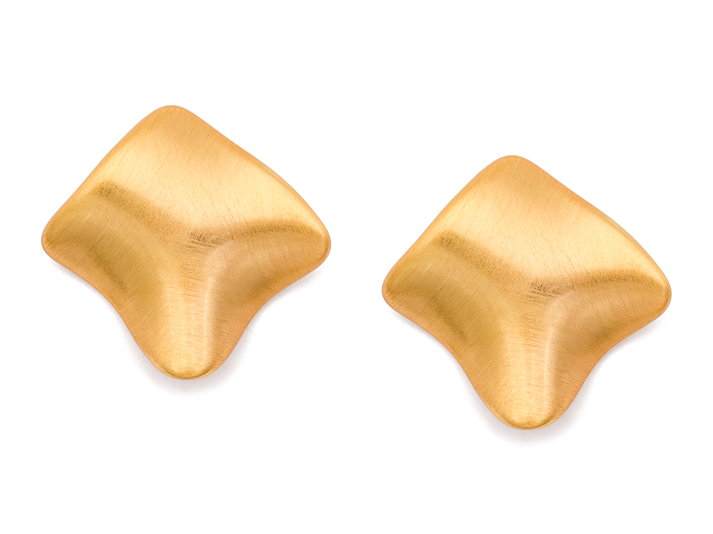 Серьги-гвоздики "Сатин. Мятый ромб" 22мм