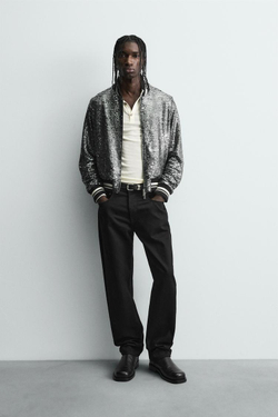 ZARA БОМБЕР С ПАЙЕТКАМИ, ЧЕРНЫЙ/СЕРЕБРЯНЫЙ