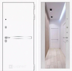 Дверь Входная Лабиринт Лайн WHITE с широким зеркалом Максимум Сандал белый