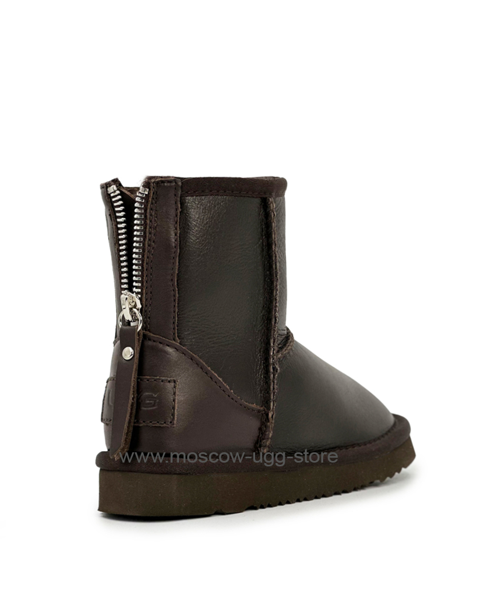 KIDS CLASSIC SHORT ZIP LEATHER chocolate