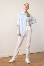 22659 Блузка женская (бело-голубая полоска)