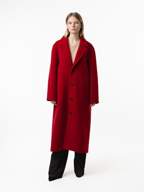 Пальто однобортное красное - фото 1