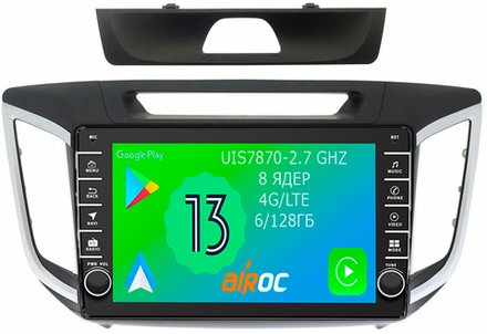 Магнитола для Hyundai Creta 2016-2021 - Airoc AB-2010 (кнопки и крутилки), Android 13, TS20, 6/128Гб, SIM-слот, CarPlay