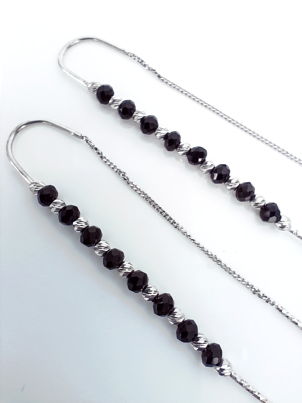 Серьги Эстерелла Лето, родированные, застежка-продевка, 925 проба, шпинель