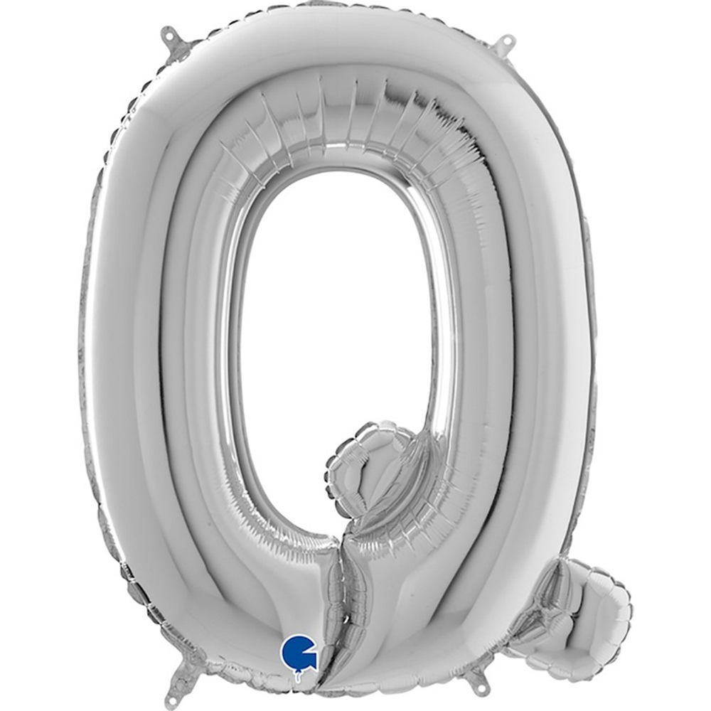 Фольгированная фигура, Буква Q 66 см Silver