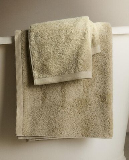Zara Home - Гладкое махровое хлопковое банное полотенце (500 гхм2), зеленый, 30х50 см