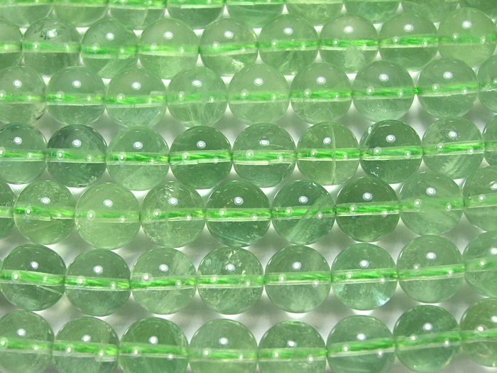 Нити бусин из флюорита зеленого, шар гладкий 10мм (оптом)