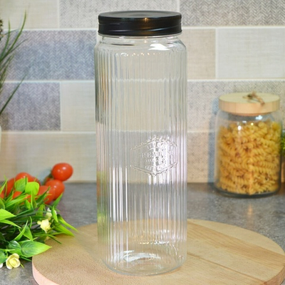 Банка для сыпучих 2л квадратная с рельефом и эмбоссингом "Premium", прозрачный/черный