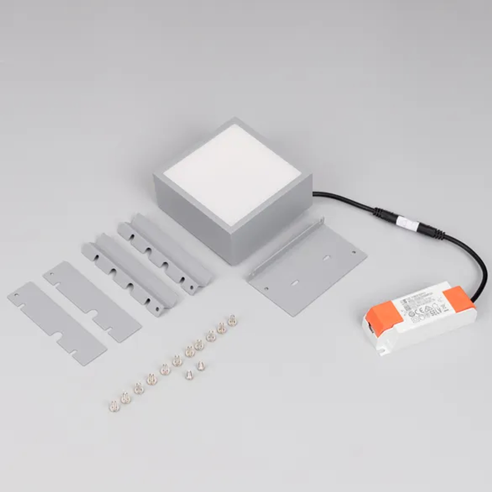 Светильник DL-GRIGLIATO-S90x90-6W Warm3000 (GR, 90 deg, 230) (Arlight, IP40 Металл, 5 лет) 051139