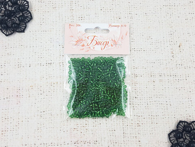 Бисер некалиброванный, 20 гр, размер 8/0, пр-во Китай