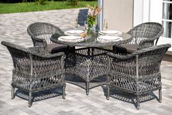 "Дольче" обеденная группа из искусственного ротанга, цвет графит