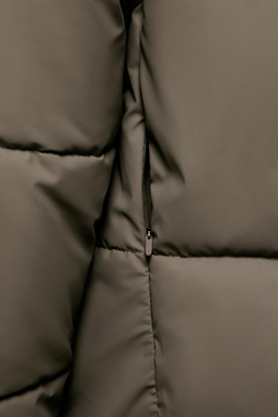 ZARA КОРОТКИЙ ПУХОВИК WINDPROOF ИЗ ПРОРЕЗИНЕННОЙ ТКАНИ, СЕРОВАТО-КОРИЧНЕВЫЙ