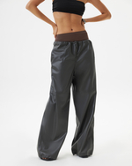 WIDE V-LEATHER TROUSERS
