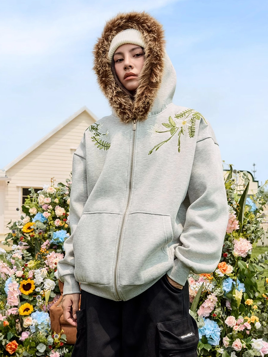 Худи HARSHandCRUEL "Flowers" Fur Hoodie