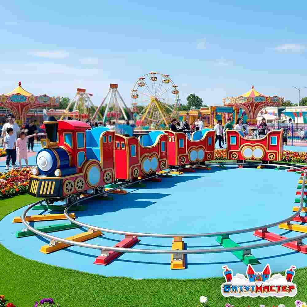 Аттракцион рельсовый для малышей «Радуга Счастья», 3 вагона, 12 мест
