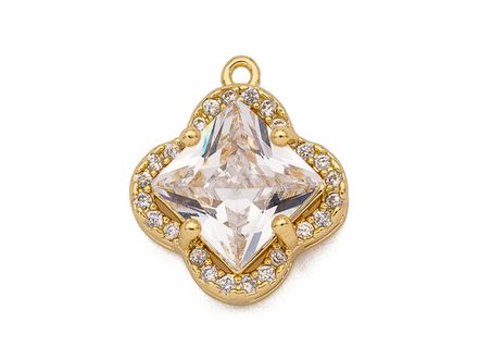 Подвеска "Клевер" с прозрачным кристаллом, 16мм