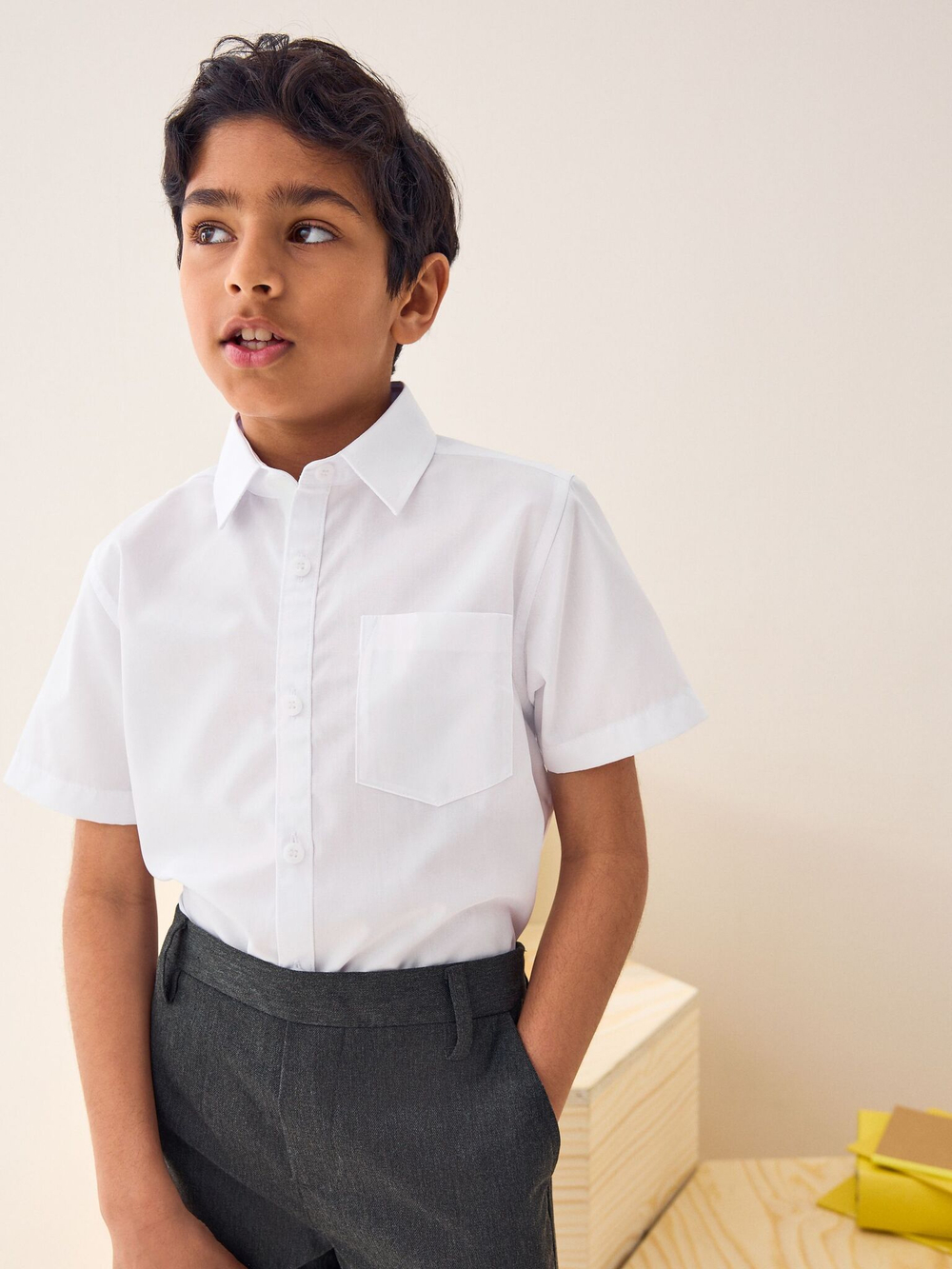 Рубашка с коротким рукавом школьная для мальчика Next M13-603, 2 шт., Белый