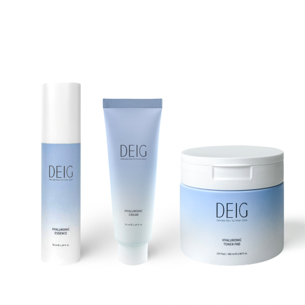 Набор для интенсивного увлажнения кожи Deig Hyaluronic Full Set (Тонер-пэды, Эссенция, Крем)
