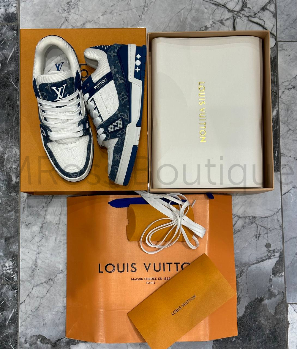 Кроссовки LV Trainer унисекс сине белого цвета