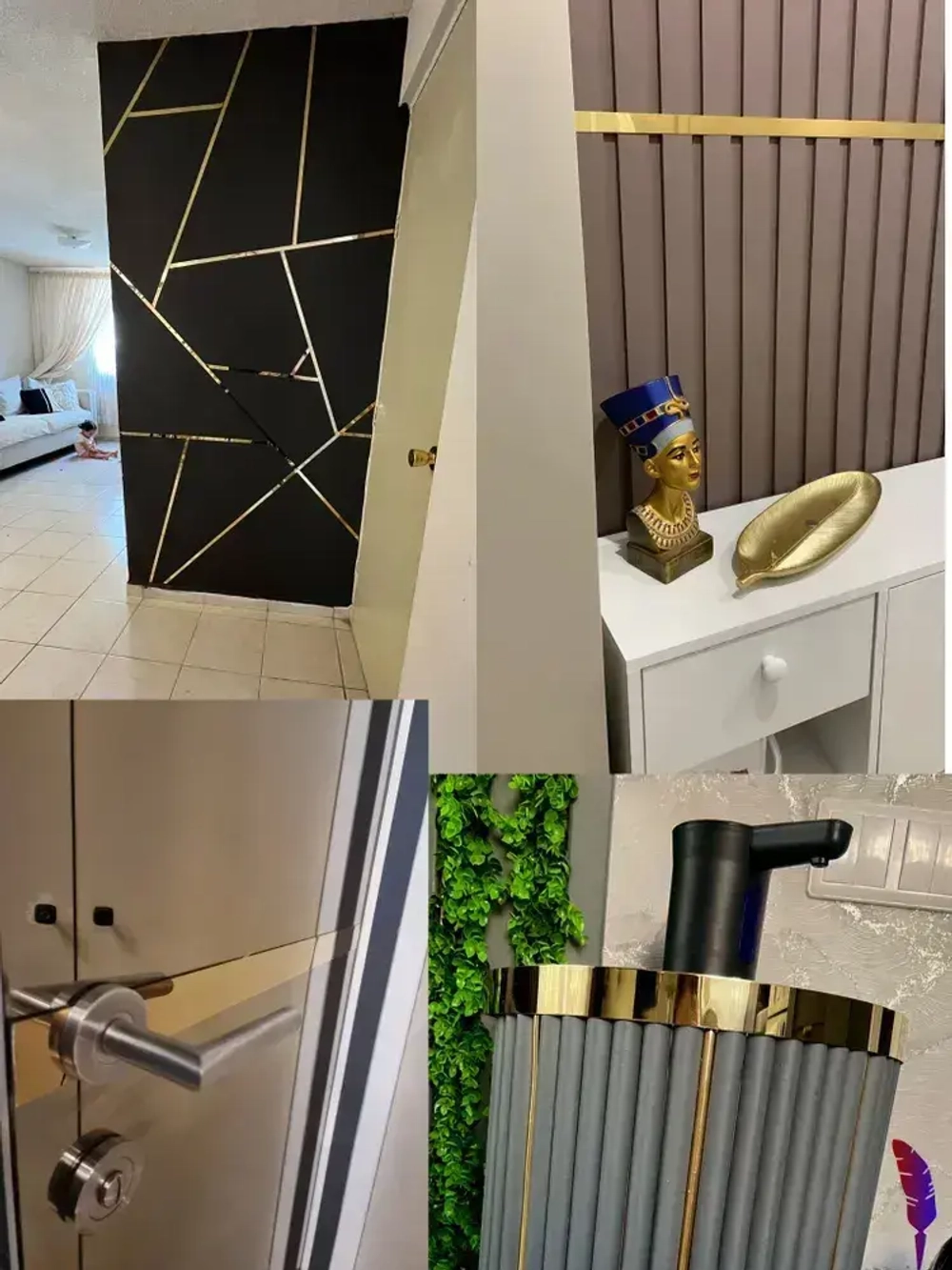 Лента металлическая на стену самоклеющаяся для декора стен золото 3м