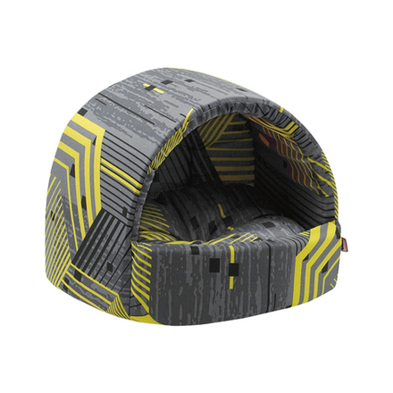 Дом ZOOEXPRESS "Геометрия" эстрада, желто-серый, 33*30*28 см