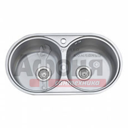 Мойка LEDEME врезная  79*44 т.0,8 овал ДВОЙНАЯ (две чаши) ГЛЯНЕЦ  бол.сиф. (L87944B/L97944В)(+сифон)