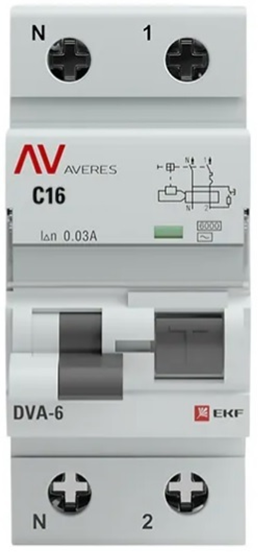 Автомат дифференциальный EKF rcbo6-1pn-16C-10-a-av