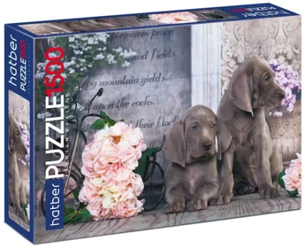 Пазл Hatber "Щенки в цветах", 1500 деталей , картонная основа, от 12 лет