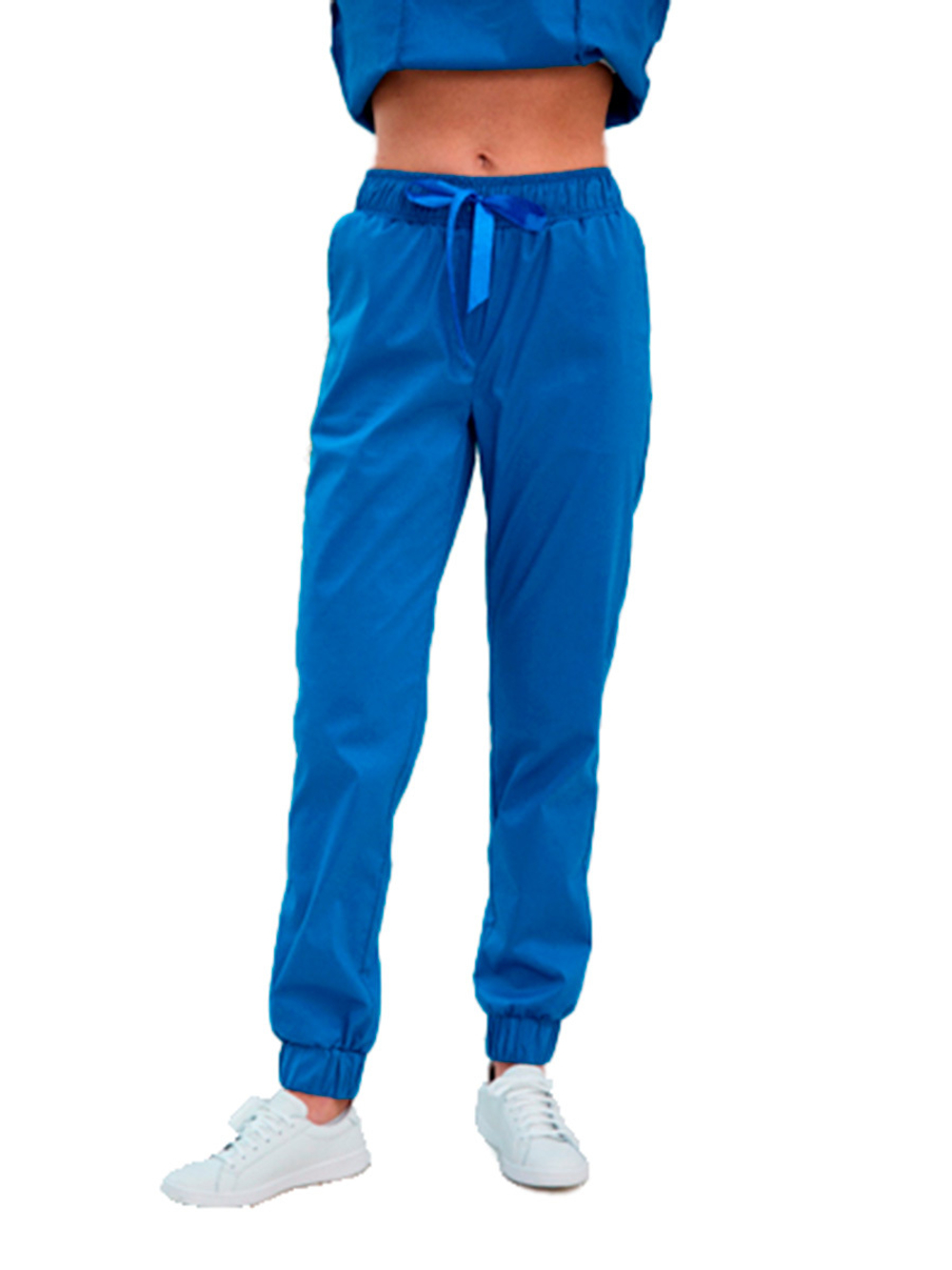 Джоггеры медицинские женские Dr. Nice DRN321 с манжетами на резинке, голубой, 52