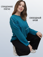 48027 Лонгслив женский кулирка с эластаном изумруд (56)