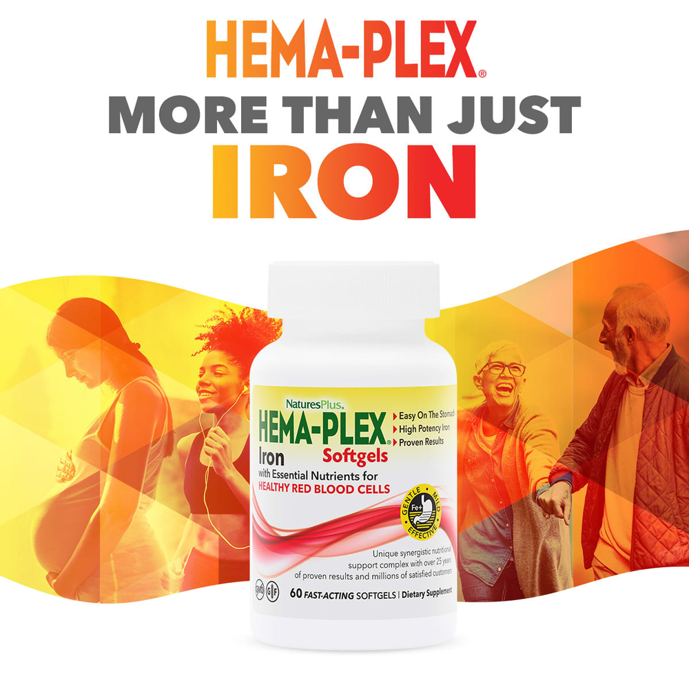 NaturesPlus, Hema-Plex, комплекс с железом, 60 капсул быстрого действия