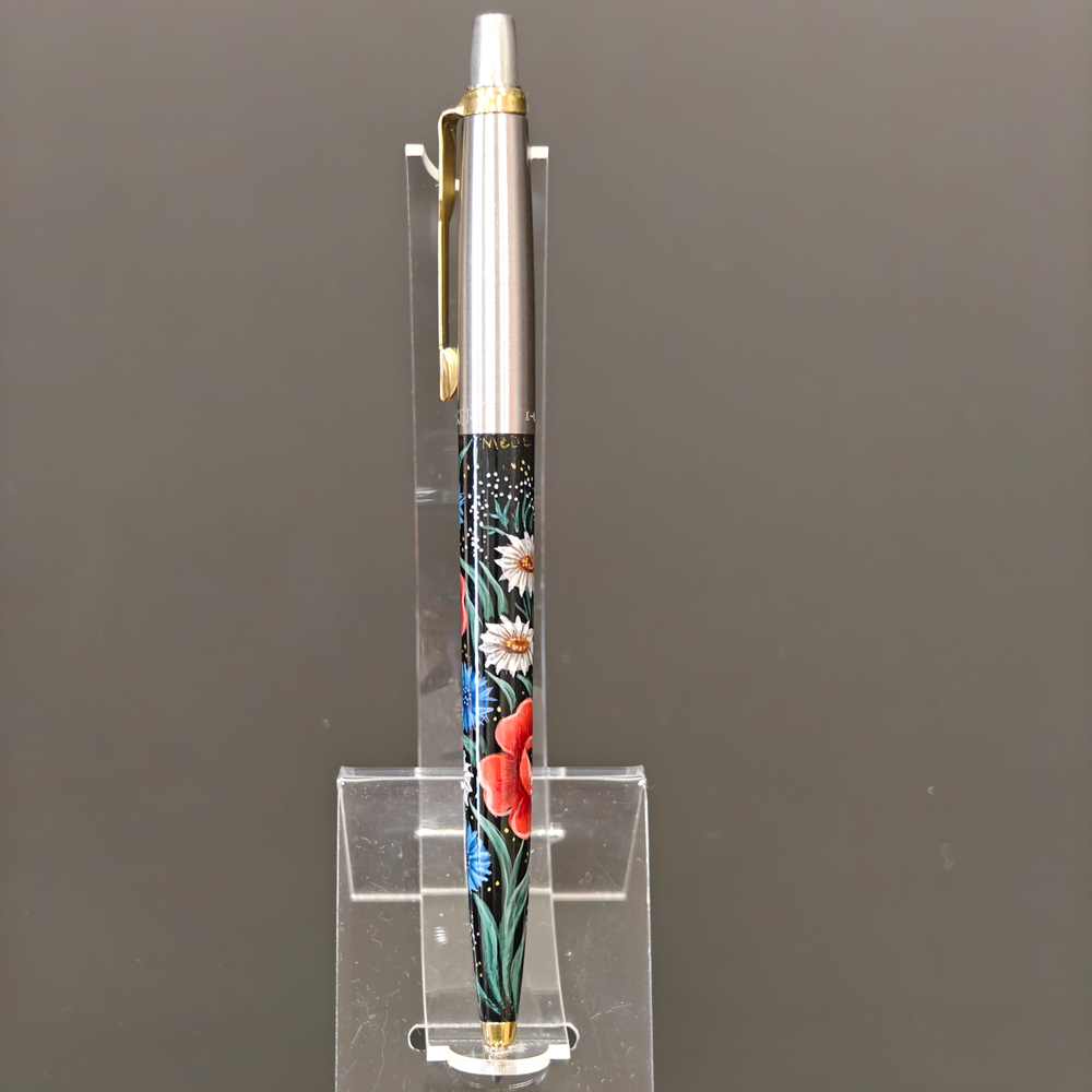 Коллекционная сувенирная авторучка Parker "Полевые цветы" с ручной росписью Палех в коробке