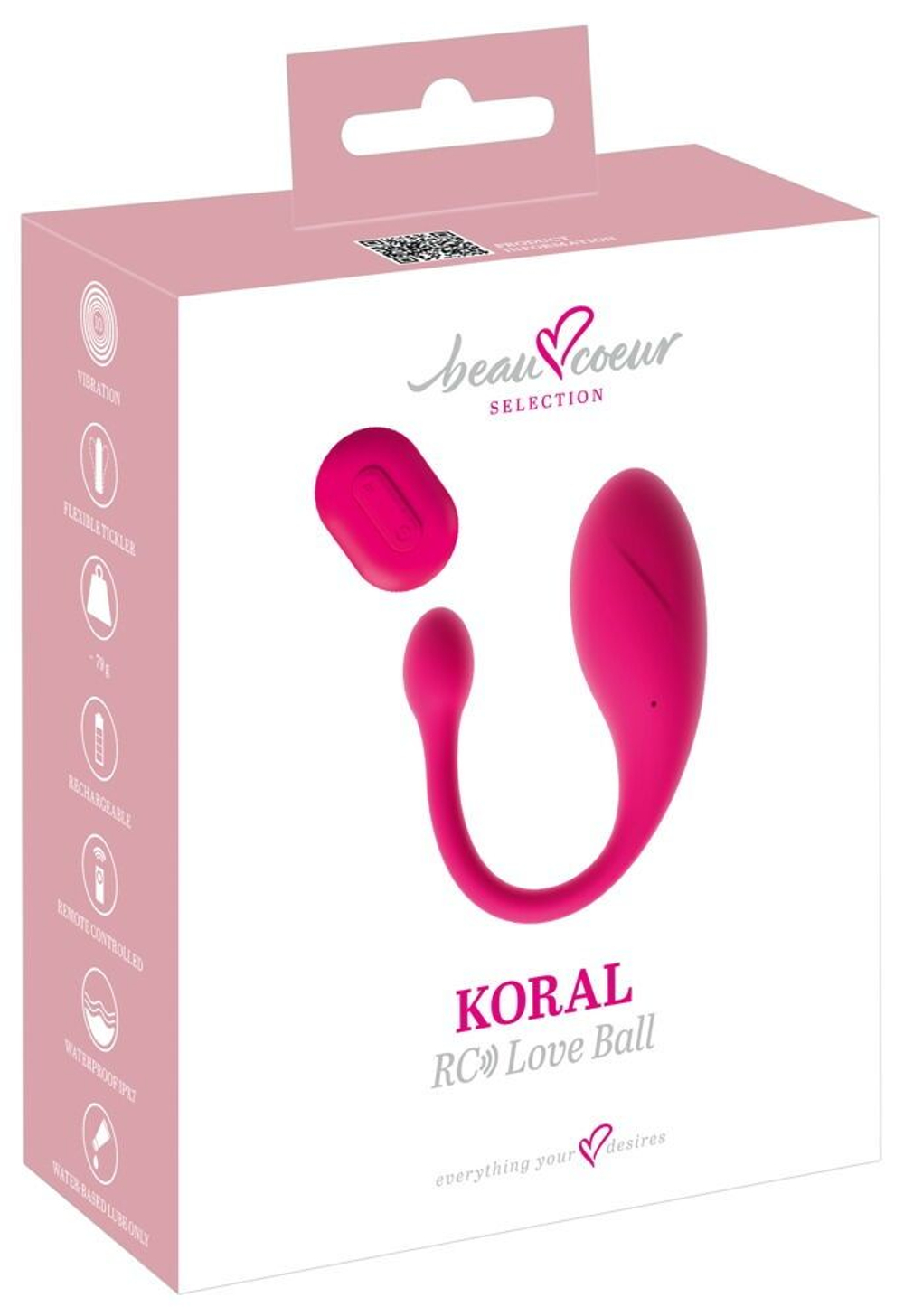 Розовое виброяйцо KORAL RC Love Ball (Цвет: розовый)
