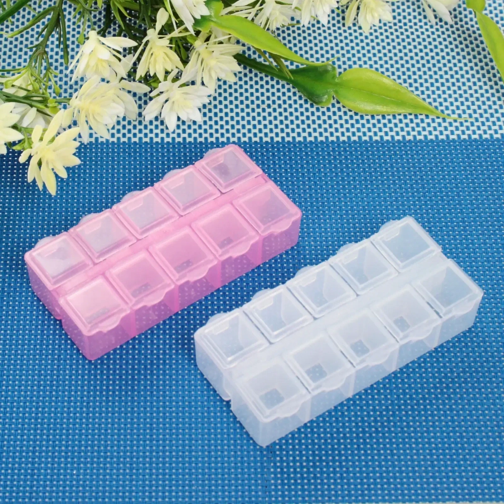 Таблетница - органайзер 10 ячеек «VOSTOKDOM», микс два цвета, 8.5*4*2см