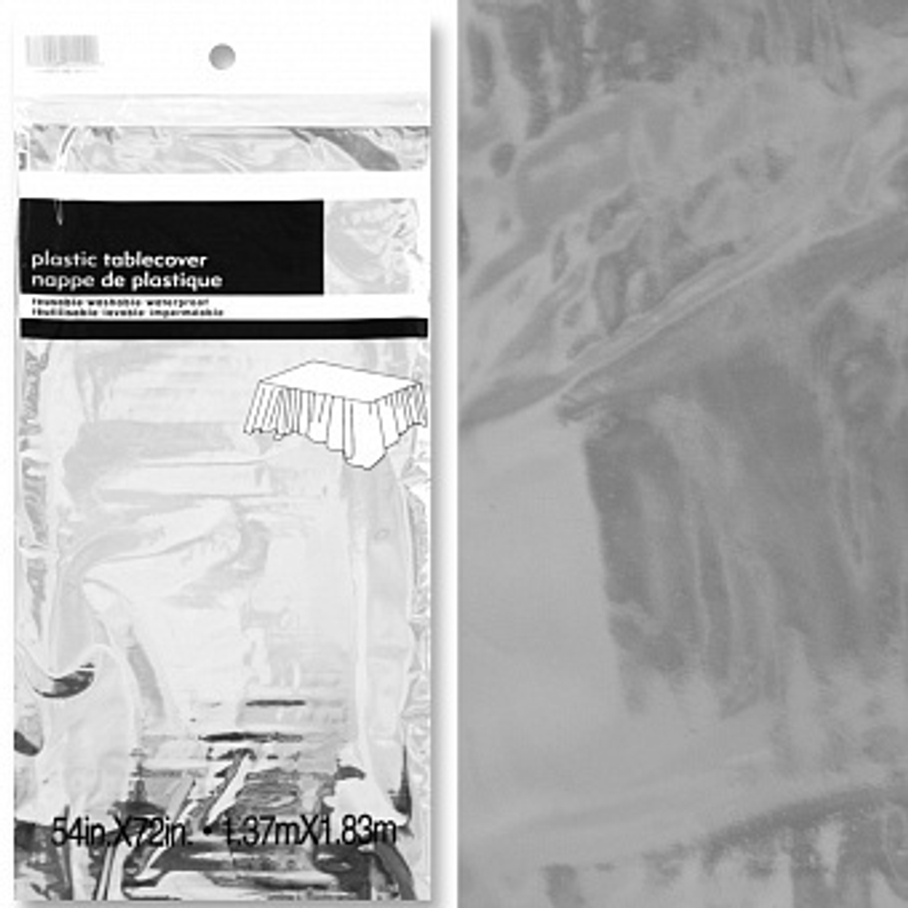 Скатерть одноразовая Серебро Металлик 137*183 см.