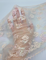 Кружево эластичное бежевое с перламутром К622