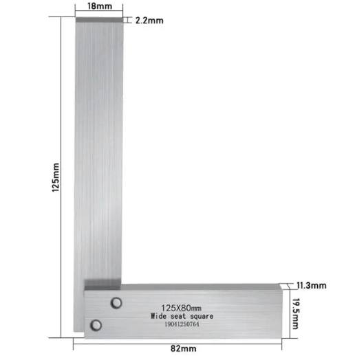 Линейка/угольник 125мм х 82мм, Металл