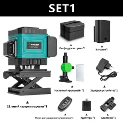 Лазерный уровень,Зеленый луч,3D 12 Линий
