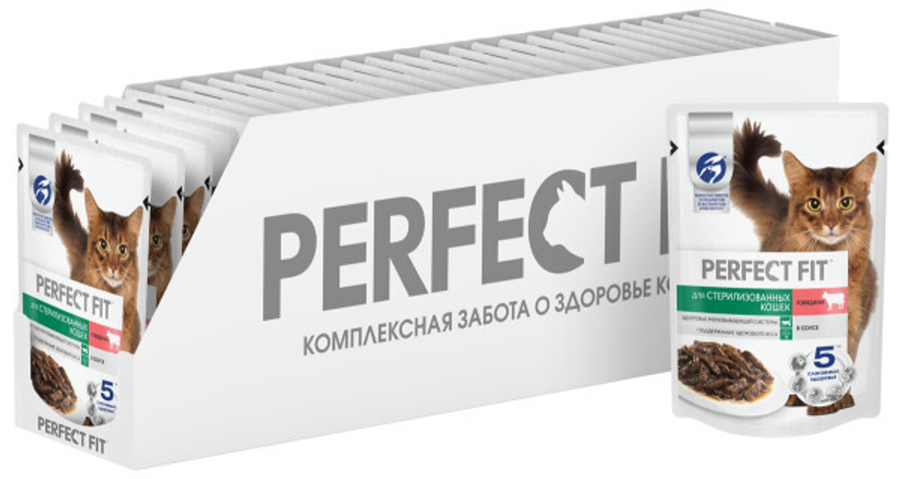 Говядина в соусе, 75г влажный корм для стерилизованных кошек Perfect fit