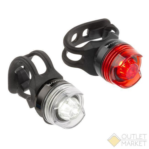 Фонарики APOLLON MINI A передний 1д/3ф+задний 1д/3ф 25г/шт с батар. алюминий черный корпус M-WAVE