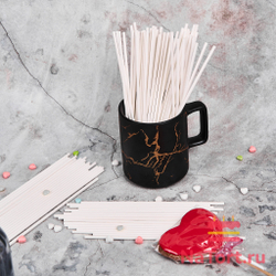 Палочки бумажные для леденцов и кейк-попсов (белые, 15 см, d - 3 мм) 100 шт