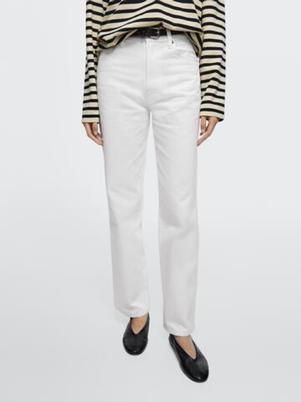 Massimo Dutti Прямые джинсы с высокой талией, белый