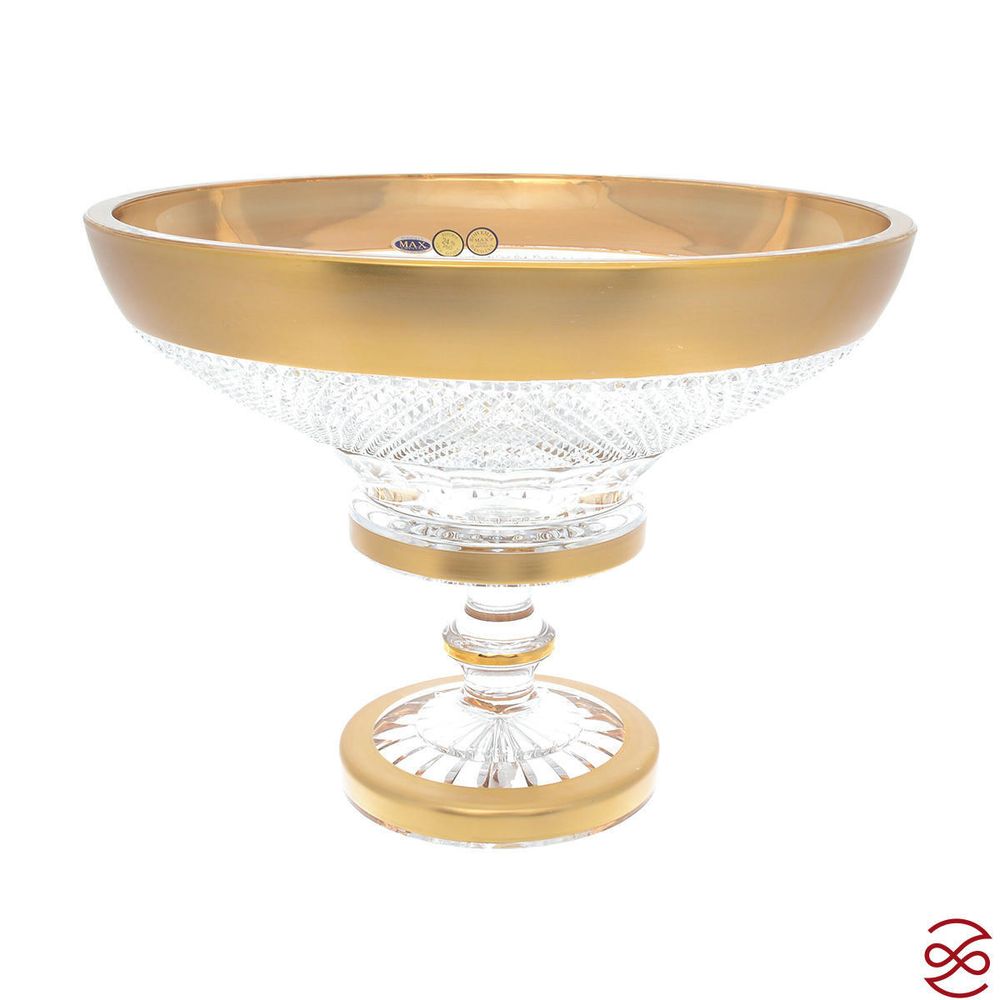 Фруктовница на ножке Золото Филиция Bohemia Max Crystal 30 см