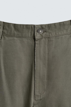 ZARA БРЮКИ CARROT FIT С ЭФФЕКТОМ ПОТЕРТОСТИ, ХАКИ