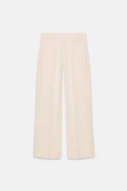 ZARA БРЮКИ ПРЯМОГО КРОЯ С ВЫСОКОЙ ПОСАДКОЙ, ЭКРЮ