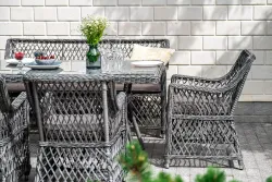 "Катания" обеденная группа плетеная на 6 персон, цвет графит