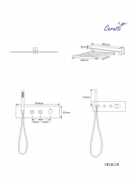 Душевая панель встраиваемая Ceruttispa ВЕЛИЯ (VELIA) CR CT10398 из нержавеющей стали, цвет хром
