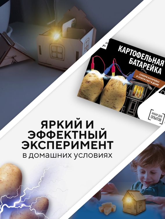 Набор для опыта для детей Картофельная батарейка