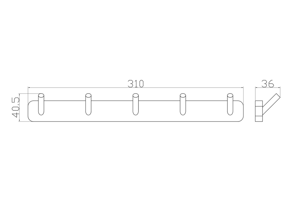 Вешалка с 5 крючками для ванной WONZON & WOGHAND STILL, Хром (WW-6655)